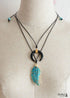 Boho Necklace, Blue Agate Leaf Pendant